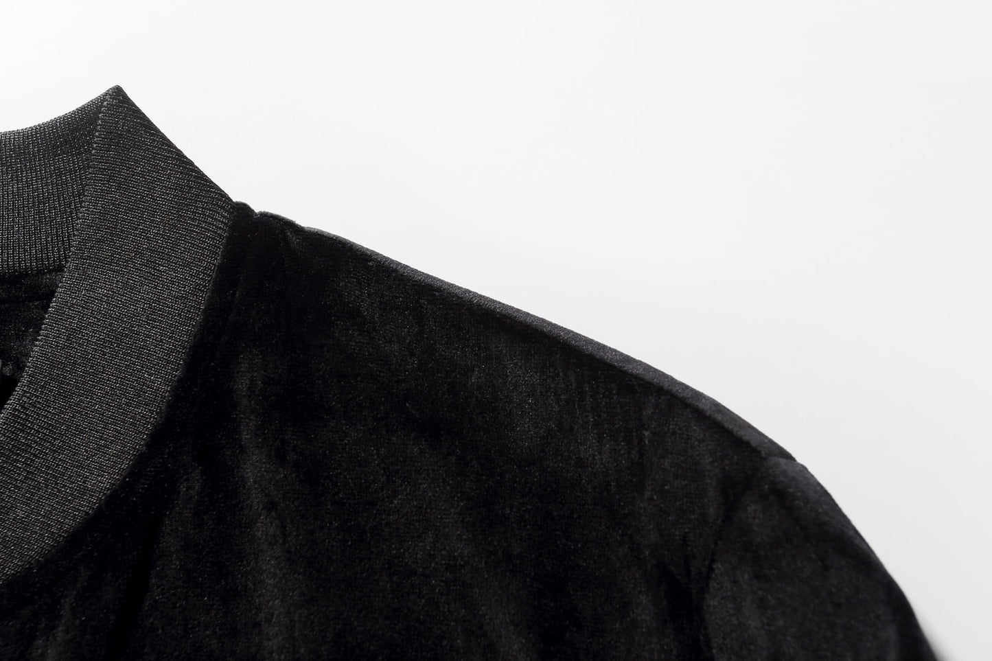 Men's Velvet Full Zip Bomber Jacket - Winter Warm Padded Outerwear