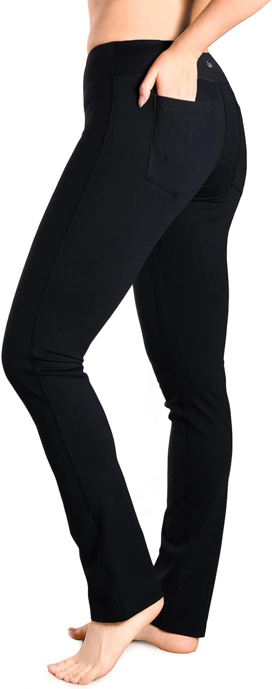 Yogipace Women's Straight Leg Yoga Pants for Fitness - Sizes Available: 27", 29", 31", 33", 35", and 37