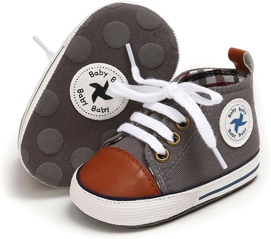 Cozy High Top Denim Sneakers with Soft Anti-Slip Sole for Newborns and Infants
