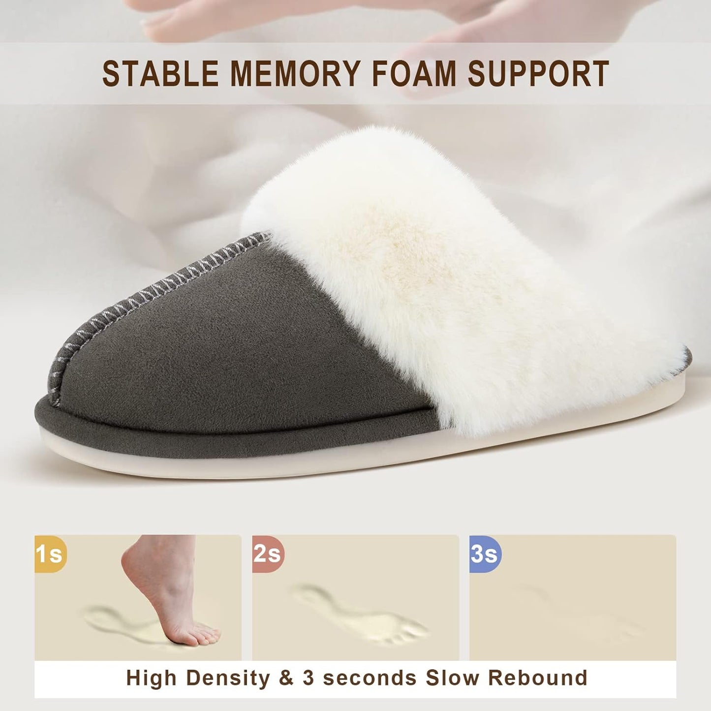 Parlovable Women's Memory Foam Slippers - Cozy Fuzzy House Shoes with Anti-Skid Sole for Versatile Indoor and Outdoor Comfort