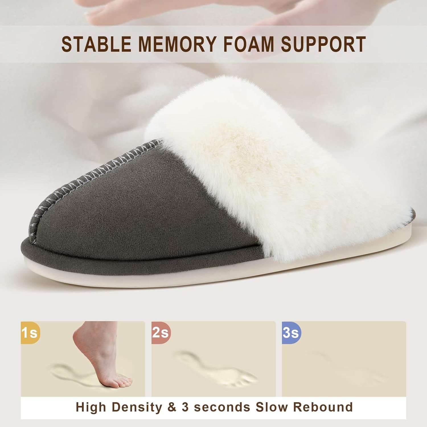 Parlovable Women's Memory Foam Slippers - Cozy Fuzzy House Shoes with Anti-Skid Sole for Versatile Indoor and Outdoor Comfort
