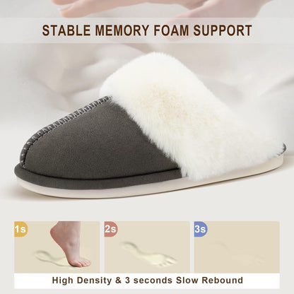 Parlovable Women's Memory Foam Slippers - Cozy Fuzzy House Shoes with Anti-Skid Sole for Versatile Indoor and Outdoor Comfort