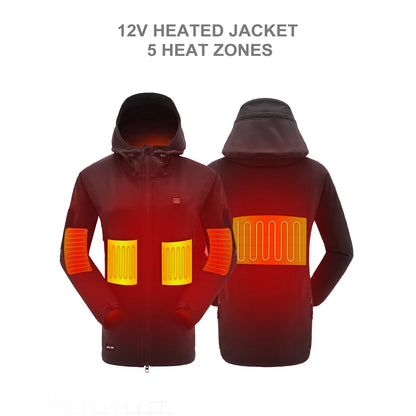 Women's Heated Soft Shell Jacket with 12V Battery Pack - Waterproof Winter Outdoor Coat