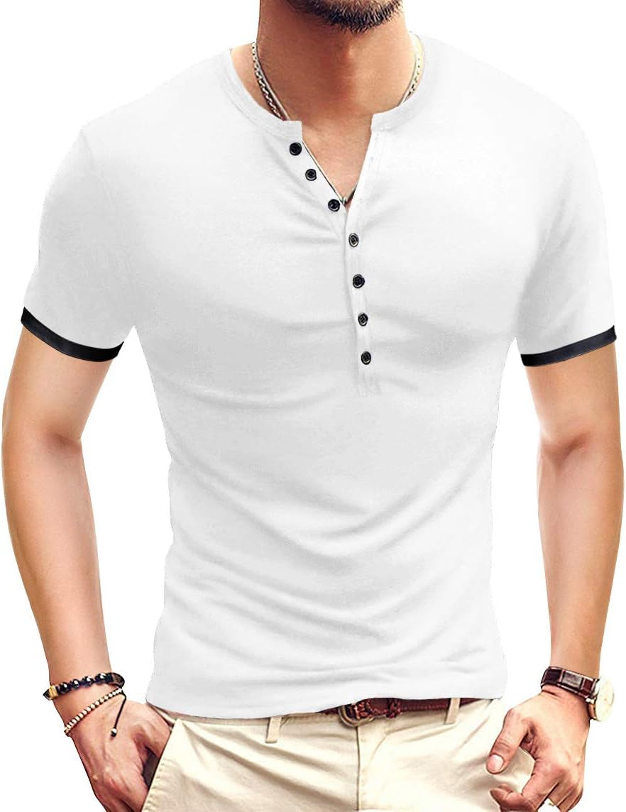 Men's Casual Slim Fit Henley T-Shirt - Perfect for Summer Style!
