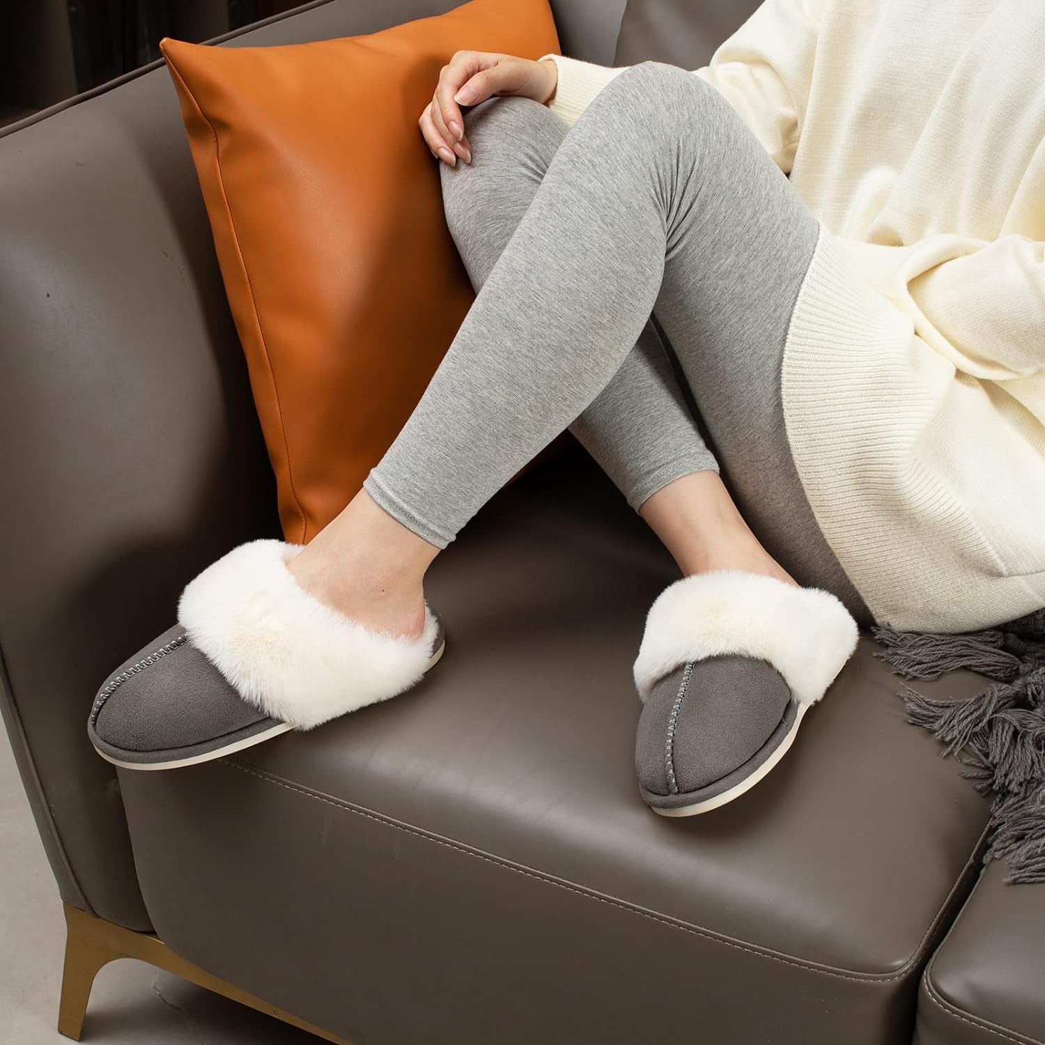 Parlovable Women's Memory Foam Slippers - Cozy Fuzzy House Shoes with Anti-Skid Sole for Versatile Indoor and Outdoor Comfort