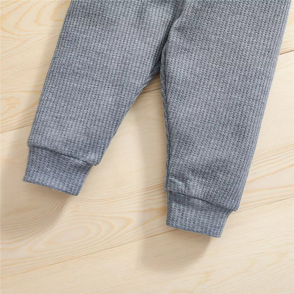 Hooded Jumpsuit and Trousers Set for Newborns in Solid Colors for Boys and Girls