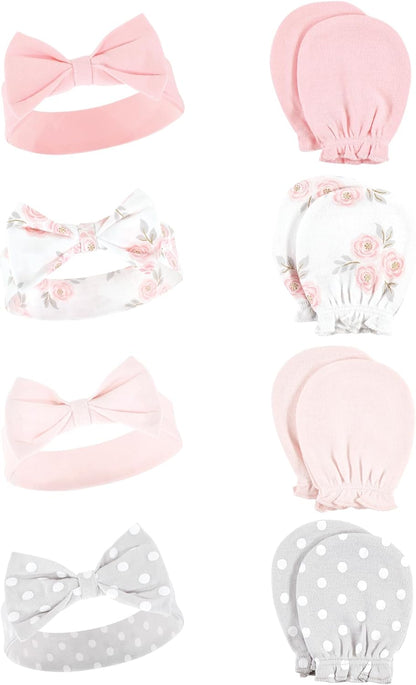 Adorable Hudson Baby Girls' Cotton Headband and Scratch Mitten Set for Ultimate Comfort and Style