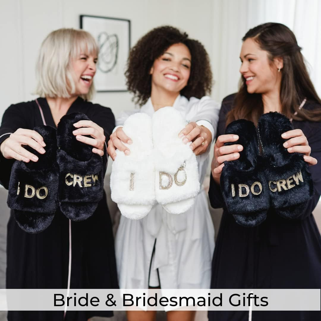 Dearfoams Women's Bridal Slippers from the I Do Crew Collection for Weddings and Bachelorette Celebrations