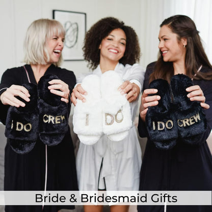 Dearfoams Women's Bridal Slippers from the I Do Crew Collection for Weddings and Bachelorette Celebrations