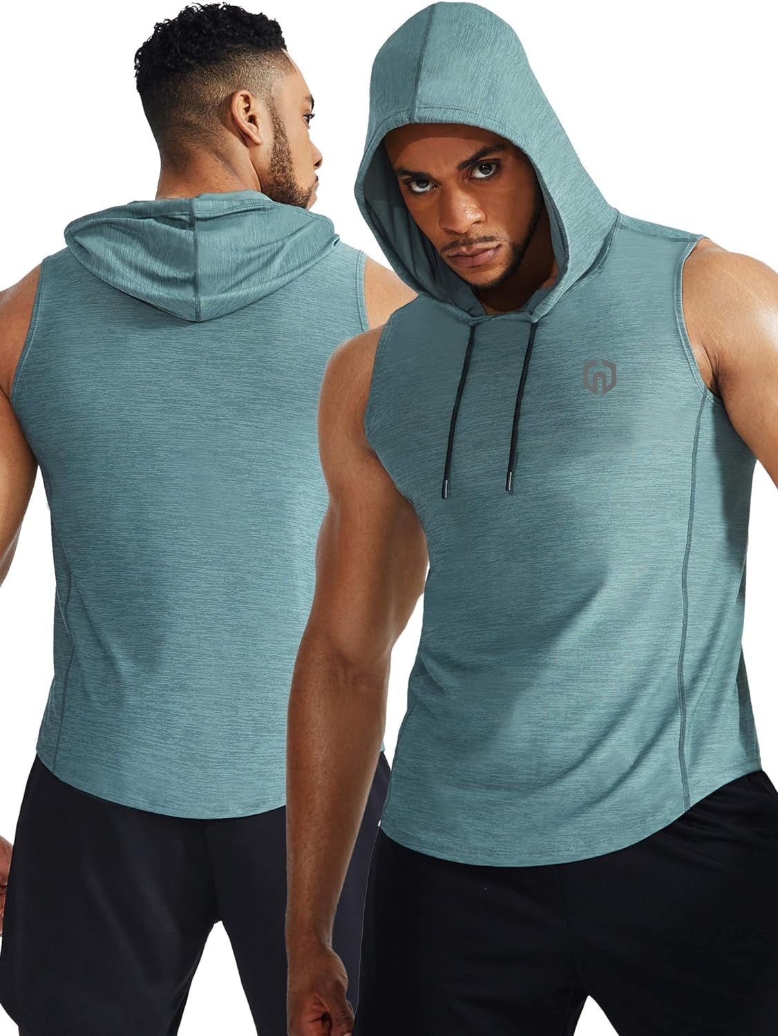 NELEUS Men's 3-Pack Hooded Athletic Tank Tops - Perfect for Muscle Workouts, Red/Light Green/Light Grey, Available in US 2XL & EU 3XL