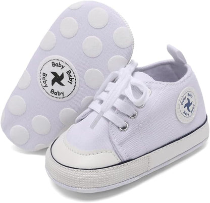 Cozy High Top Denim Sneakers with Soft Anti-Slip Sole for Newborns and Infants
