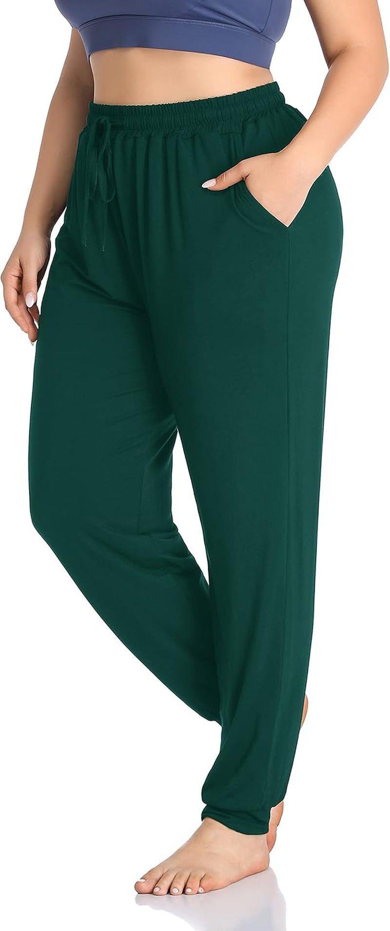 ZERDOCEAN Women's Plus Size Casual Lounge Yoga Pants - Comfortable Relaxed Joggers Featuring Drawstring and Pockets