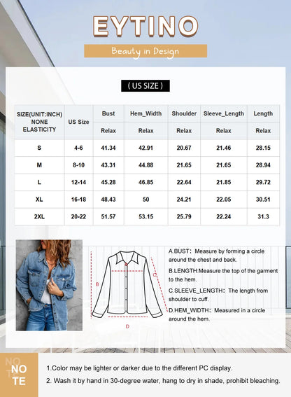 Women's Long Sleeve Boyfriend Denim Jacket - Loose Fit White XL