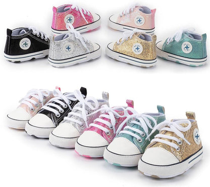 Cozy High Top Denim Sneakers with Soft Anti-Slip Sole for Newborns and Infants
