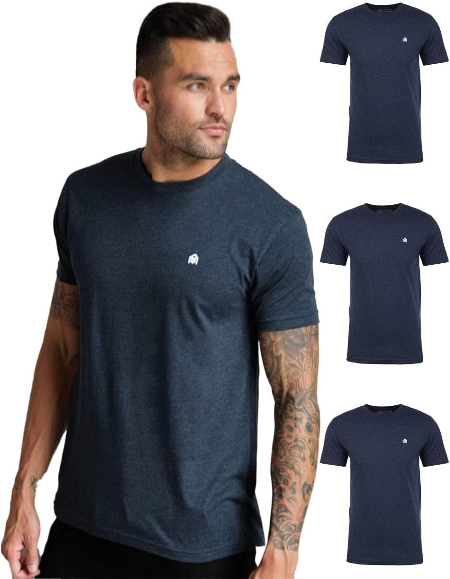 Elevate Your Wardrobe with INTO the AM Men's Soft Fitted T-Shirt Packs - Classic Short Sleeve Crew Neck Tees in Sizes S - 4XL