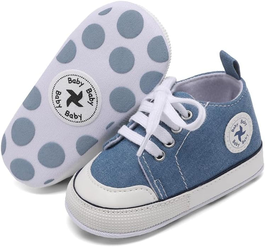 Cozy High Top Denim Sneakers with Soft Anti-Slip Sole for Newborns and Infants