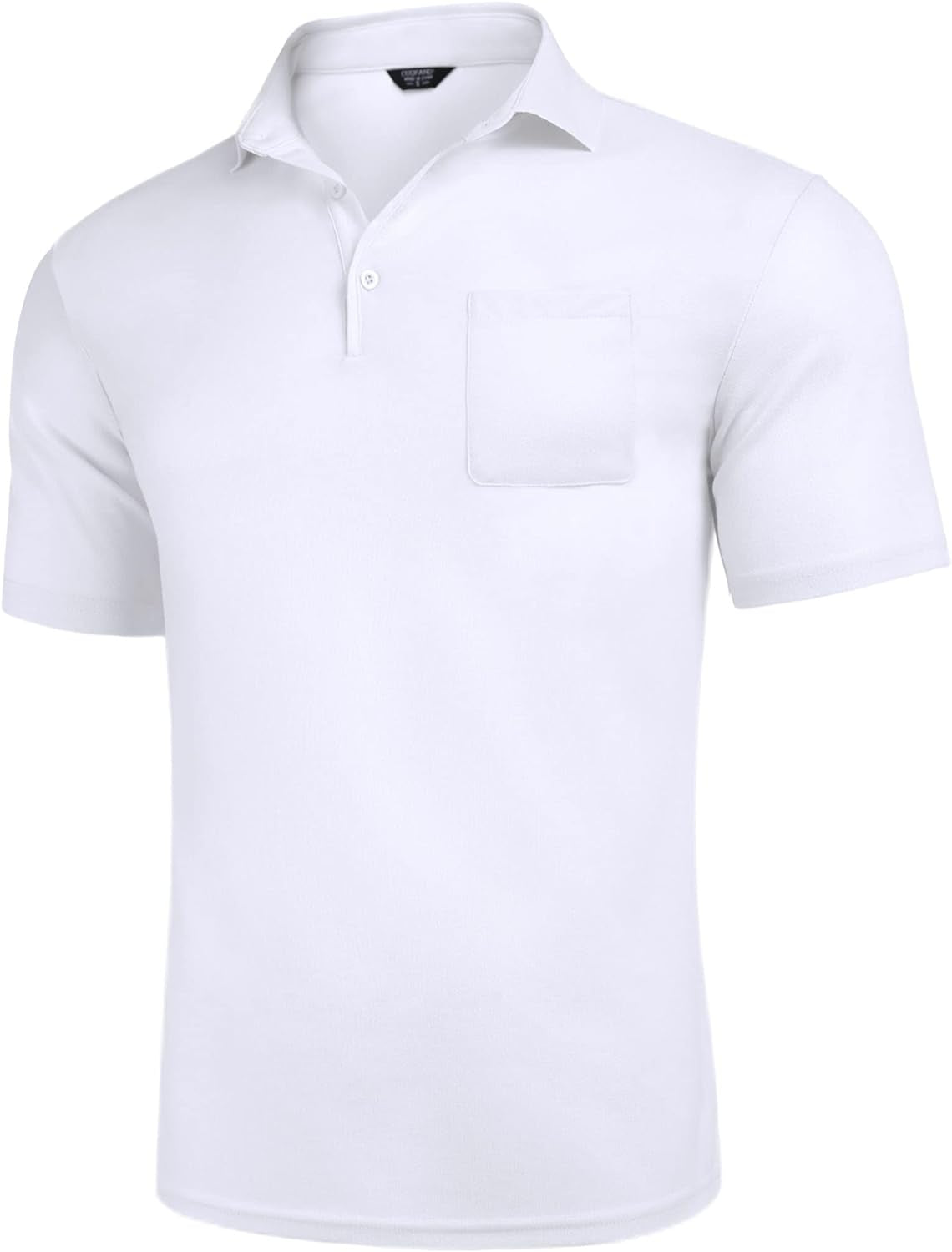 COOFANDY Men's Slim Fit White Cotton Pique Golf Polo Shirt - Perfect for Style and Comfort