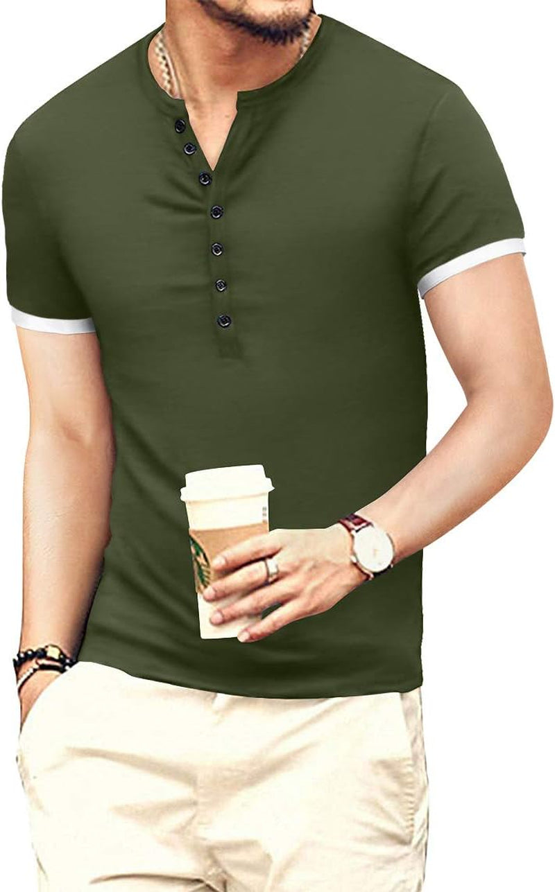 Men's Casual Slim Fit Henley T-Shirt - Perfect for Summer Style!