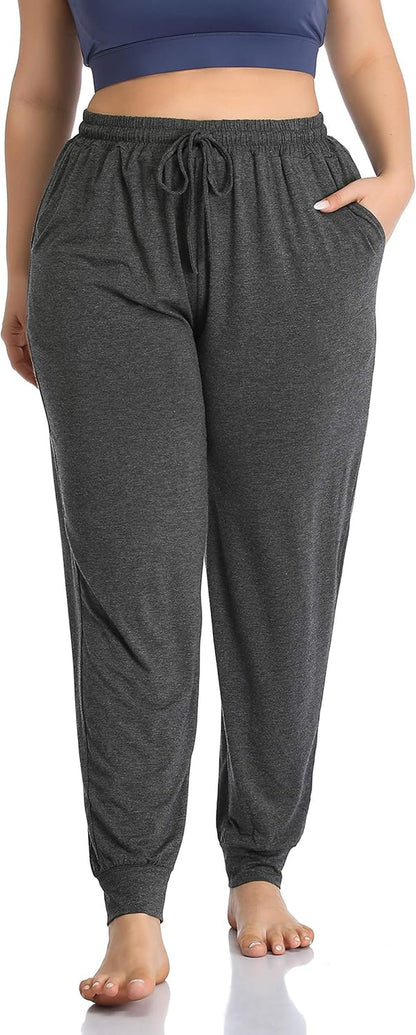 ZERDOCEAN Women's Plus Size Casual Lounge Yoga Pants - Comfortable Relaxed Joggers Featuring Drawstring and Pockets