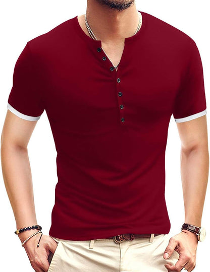 Men's Casual Slim Fit Henley T-Shirt - Perfect for Summer Style!