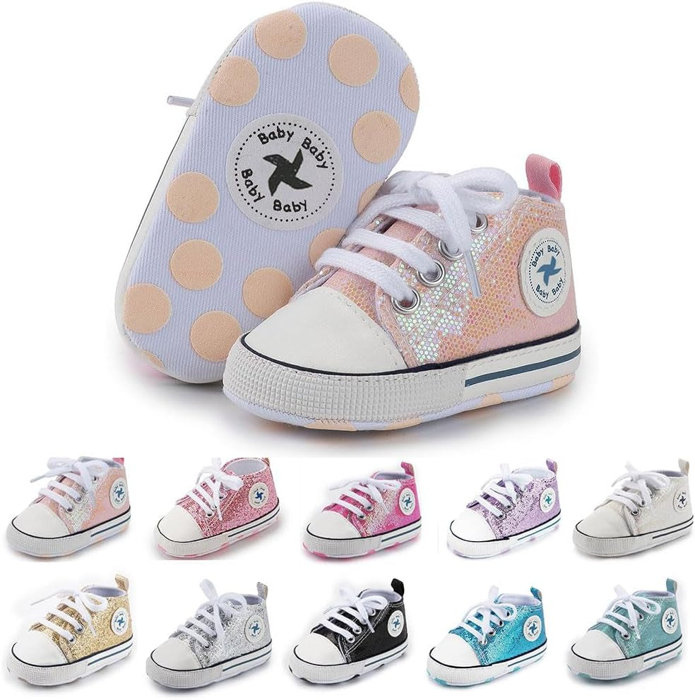 Cozy High Top Denim Sneakers with Soft Anti-Slip Sole for Newborns and Infants