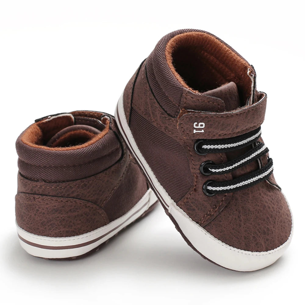 Pudcoco Infant Leather Sports Crib Shoes (0-18 Months) - Soft First Walker Sneakers for Boys and Girls