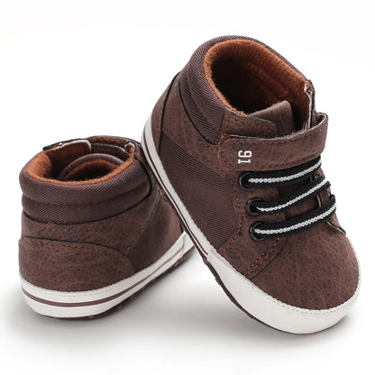 Pudcoco Infant Leather Sports Crib Shoes (0-18 Months) - Soft First Walker Sneakers for Boys and Girls