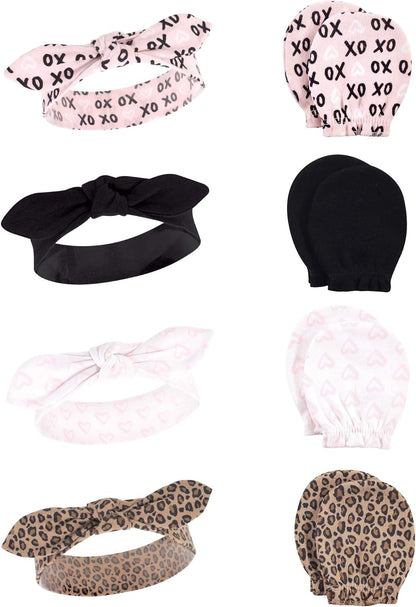 Adorable Hudson Baby Girls' Cotton Headband and Scratch Mitten Set for Ultimate Comfort and Style
