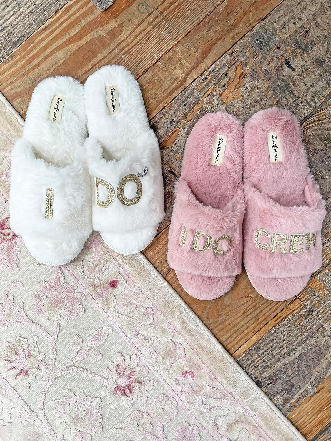 Dearfoams Women's Bridal Slippers from the I Do Crew Collection for Weddings and Bachelorette Celebrations