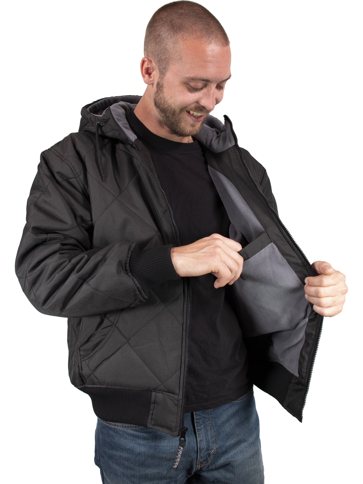 Men's Big & Tall Quilted Winter Jacket with Fleece Lining (3XL, Black)
