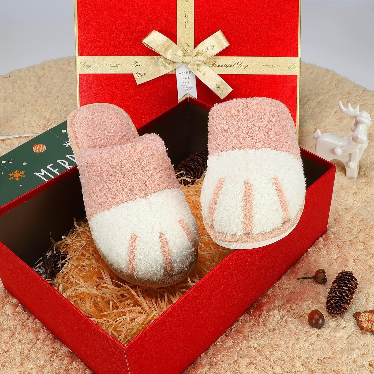 SINNO Women's Animal-Themed Memory Foam Slippers - Comfortable, Warm, and Non-Slip Indoor/Outdoor Footwear Perfect for Holiday Gifting