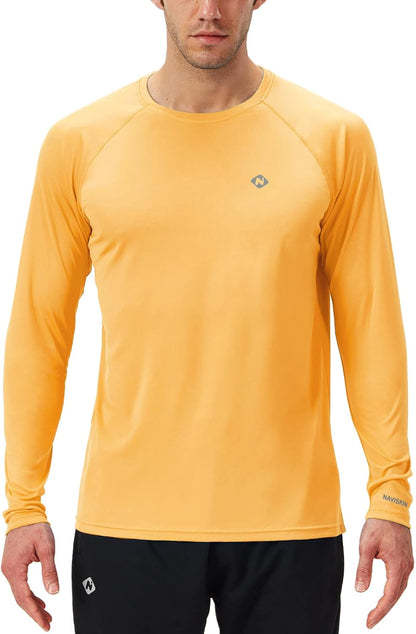 NAVISKIN Men's UPF 50+ Long Sleeve Rash Guard - Lightweight, Quick Dry Swim Shirt for Ultimate Sun Protection