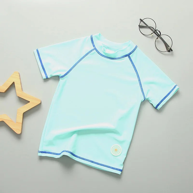 Children's UV Protection Short Sleeve Swim T-Shirt Rashguard for Boys and Girls, Ages 3-11