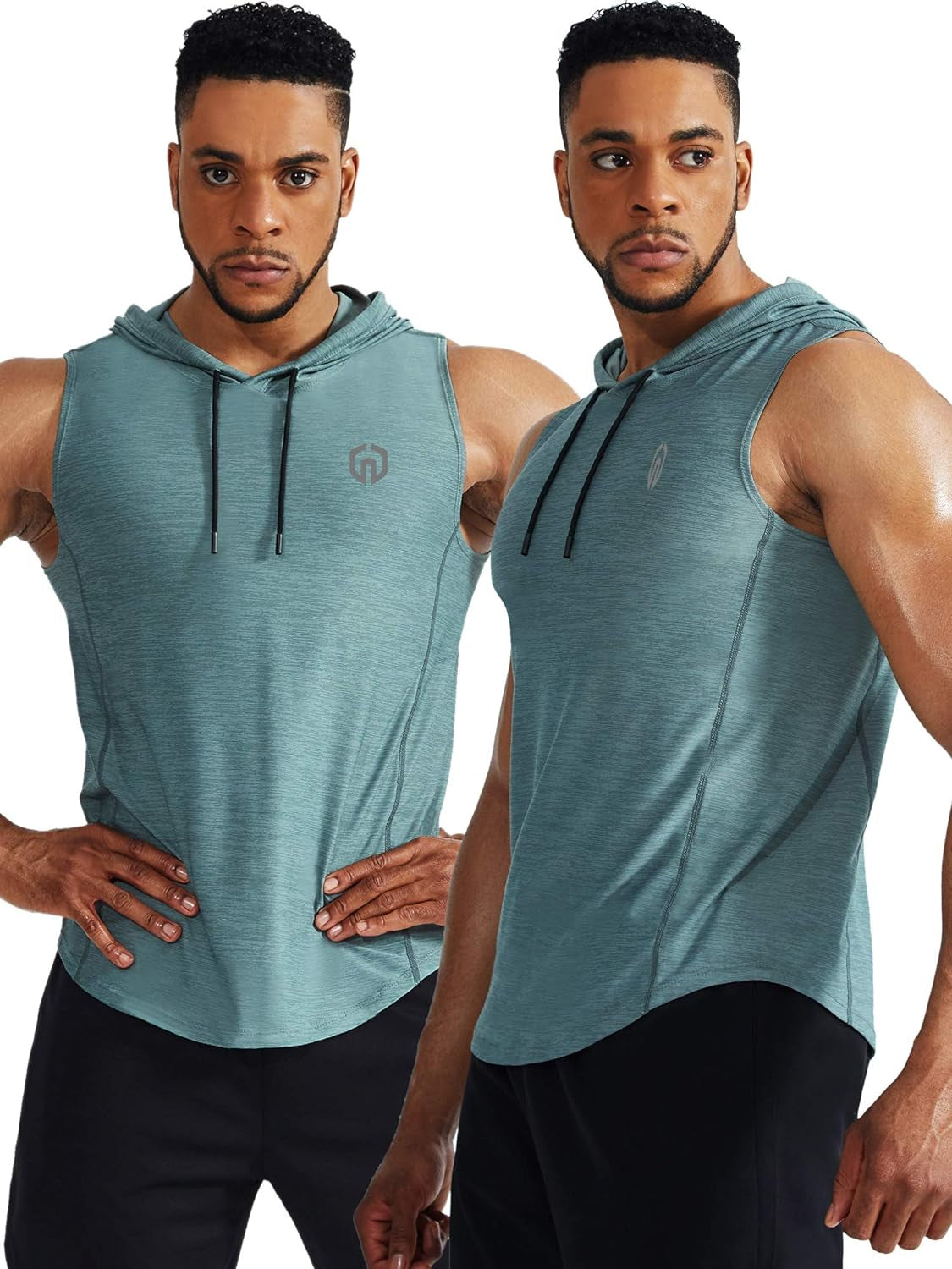 NELEUS Men's 3-Pack Hooded Athletic Tank Tops - Perfect for Muscle Workouts, Red/Light Green/Light Grey, Available in US 2XL & EU 3XL