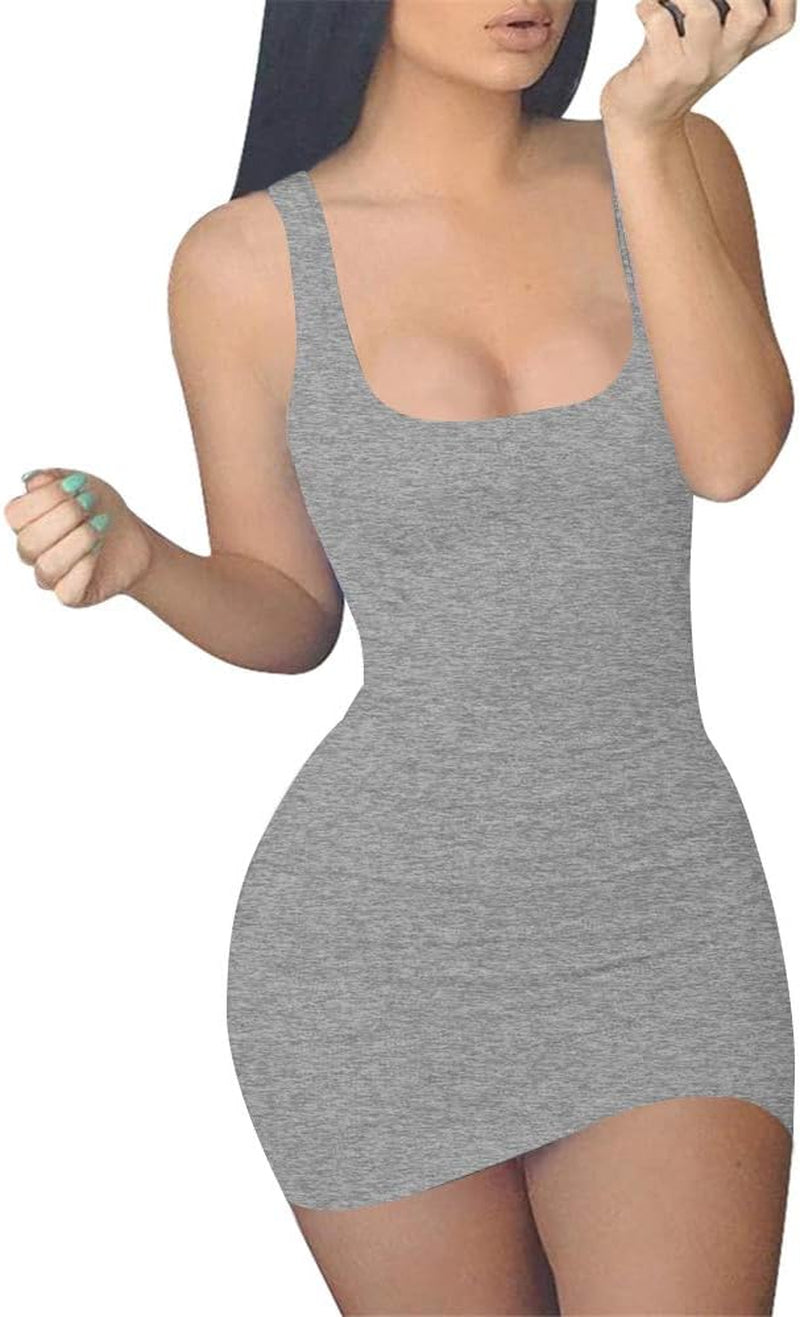 GOBLES Women's Casual Sleeveless Mini Bodycon Dress for Summer