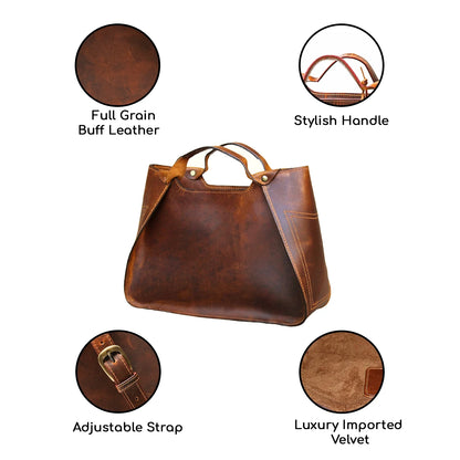 Stylish Genuine Leather Travel Handbag - Designer Shoulder Tote for Women
