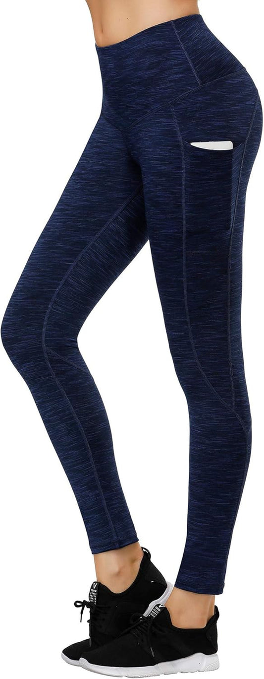 Lifesky Women's High-Waist Yoga Leggings with Tummy Control, 4-Way Stretch, and Triple Pocket Design for Enhanced Performance in Gym, Running, and Fitness Activities
