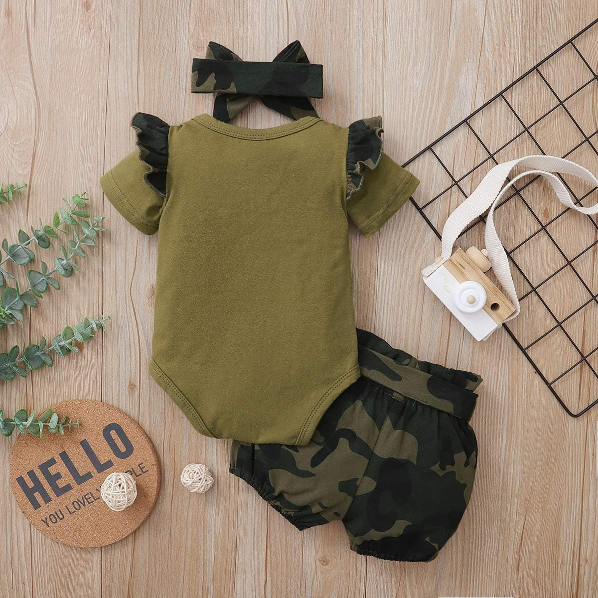 Adorable Newborn Baby Girl Floral 3-Piece Outfit Set - Short Sleeve Romper, Shorts & Matching Headband