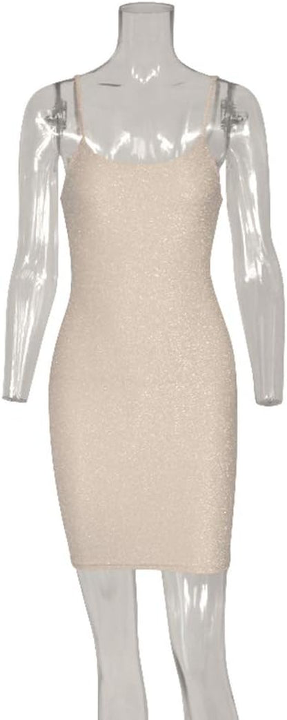FV RELAY Women's Glitter Bandage Bodycon Sleeveless Mini Dress for Club and Party Events