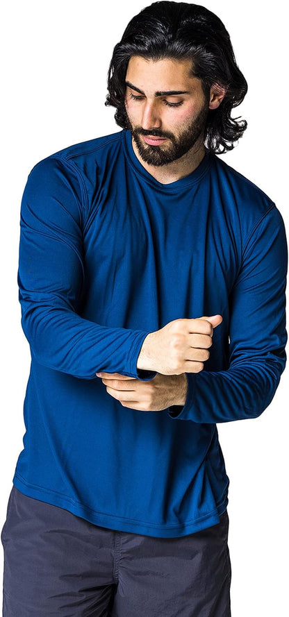 Men's Long Sleeve Outdoor T-Shirt - UPF 50+ UV Protection for Fishing, Running, Hiking & Swimming