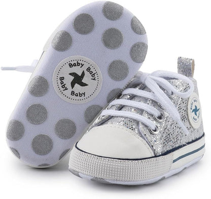 Cozy High Top Denim Sneakers with Soft Anti-Slip Sole for Newborns and Infants