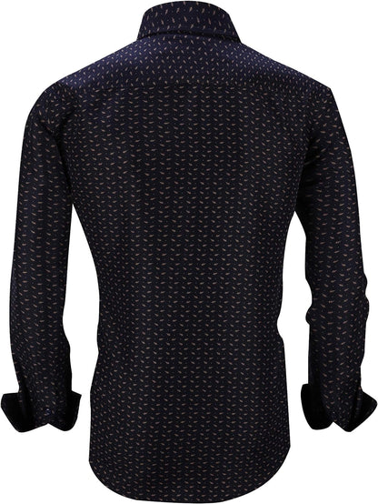 Stylish SAMERM Men's Printed Dress Shirt - Easy Care Regular Fit Long Sleeve Casual Button-Down (Print14, M)