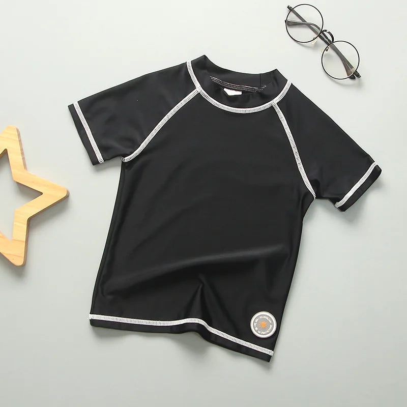 Children's UV Protection Short Sleeve Swim T-Shirt Rashguard for Boys and Girls, Ages 3-11