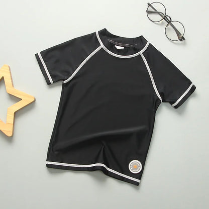 Children's UV Protection Short Sleeve Swim T-Shirt Rashguard for Boys and Girls, Ages 3-11