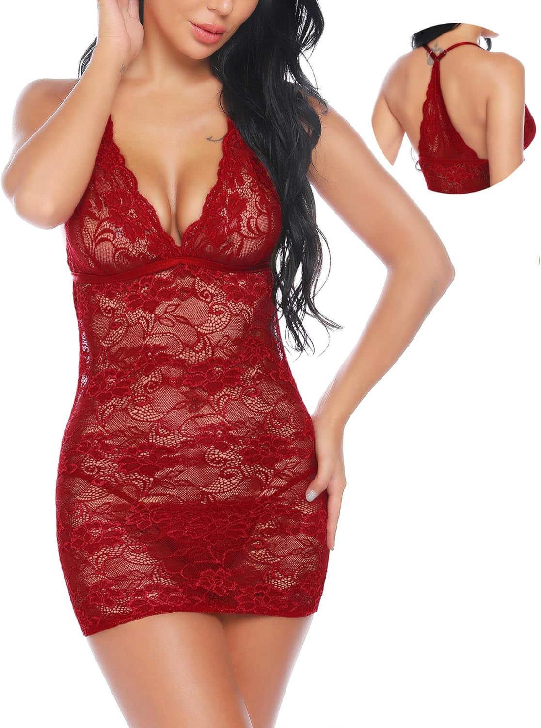Gladiolus Women's Lace Chemise Sleepwear - Elegant Bodycon Teddy Dress Available in Sizes S-XXL