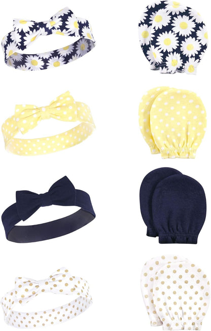 Adorable Hudson Baby Girls' Cotton Headband and Scratch Mitten Set for Ultimate Comfort and Style