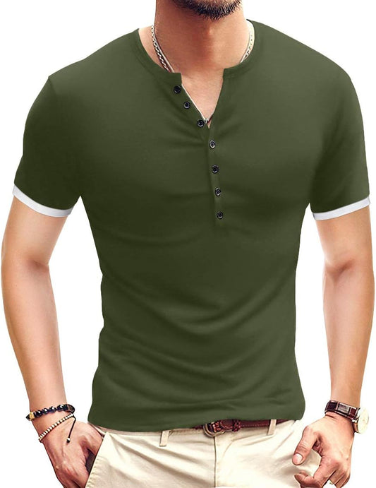 Men's Casual Slim Fit Henley T-Shirt - Perfect for Summer Style!