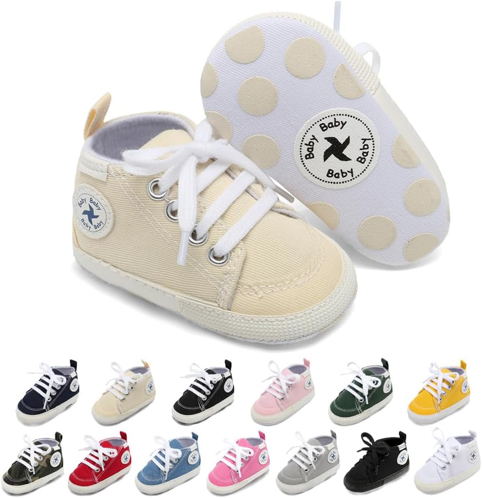 Cozy High Top Denim Sneakers with Soft Anti-Slip Sole for Newborns and Infants