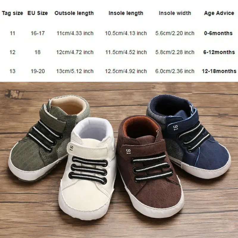 Pudcoco Infant Leather Sports Crib Shoes (0-18 Months) - Soft First Walker Sneakers for Boys and Girls