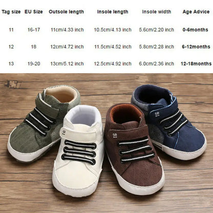 Pudcoco Infant Leather Sports Crib Shoes (0-18 Months) - Soft First Walker Sneakers for Boys and Girls